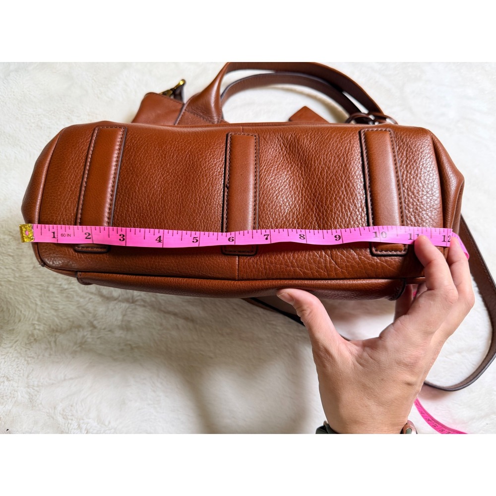 Fossil Emerson Medium Satchel Women Medium Brown Leather Shoulder Strap - Picture 12 of 14